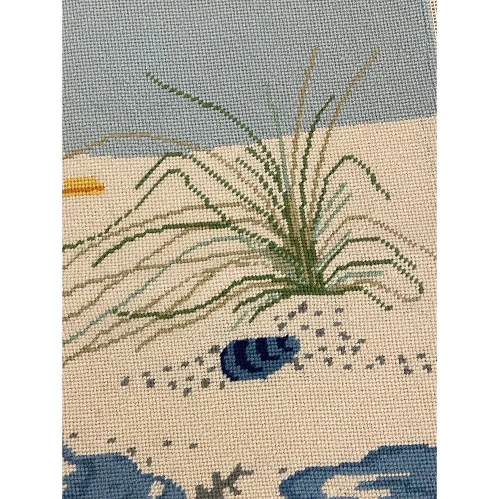 Vintage Needlepoint Seagull Directors Chair Cover Set Coastal Beach Nautical
